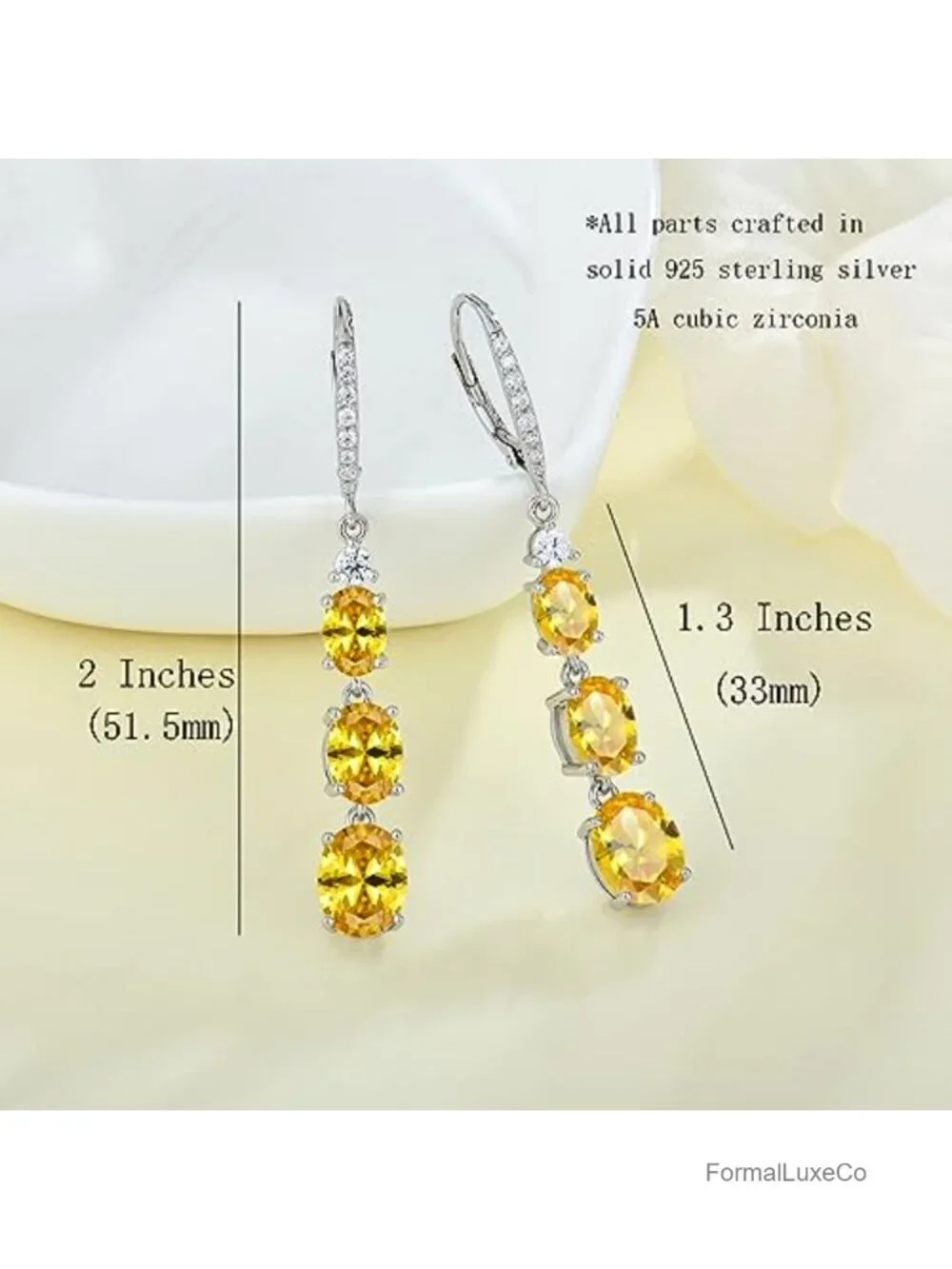 Sterling Silver Birthstone Drop Dangle Earrings Cubic Zirconia Leverback